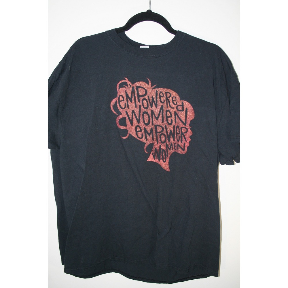 Gildan Empowered Women Empower Women Glitter Graphic Tee Black XL